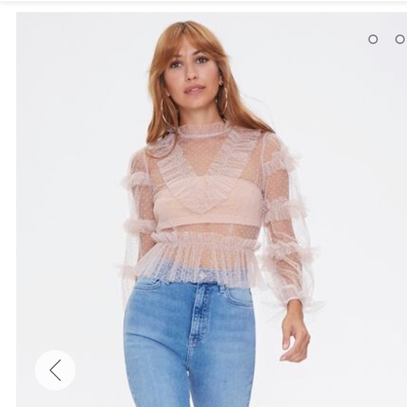 Tops | Nwot Forever 2 Sheer Ruffled 